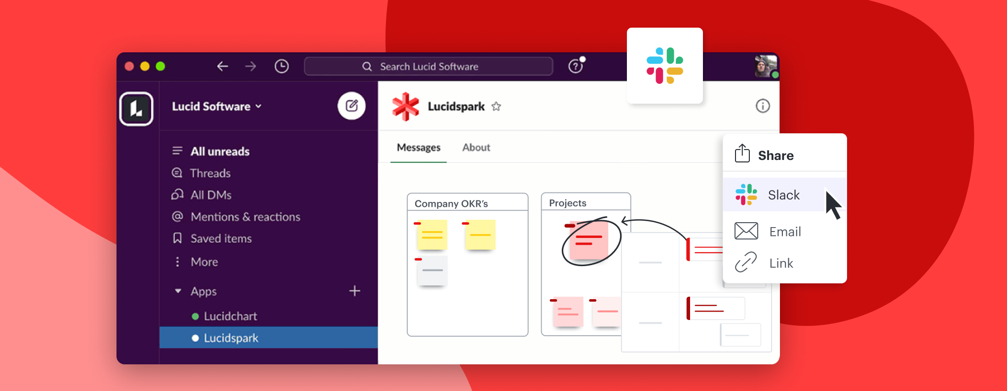 Slack - Lucid integration - Add visuals to your Slack communications to increase clarity and collaborate more effectively