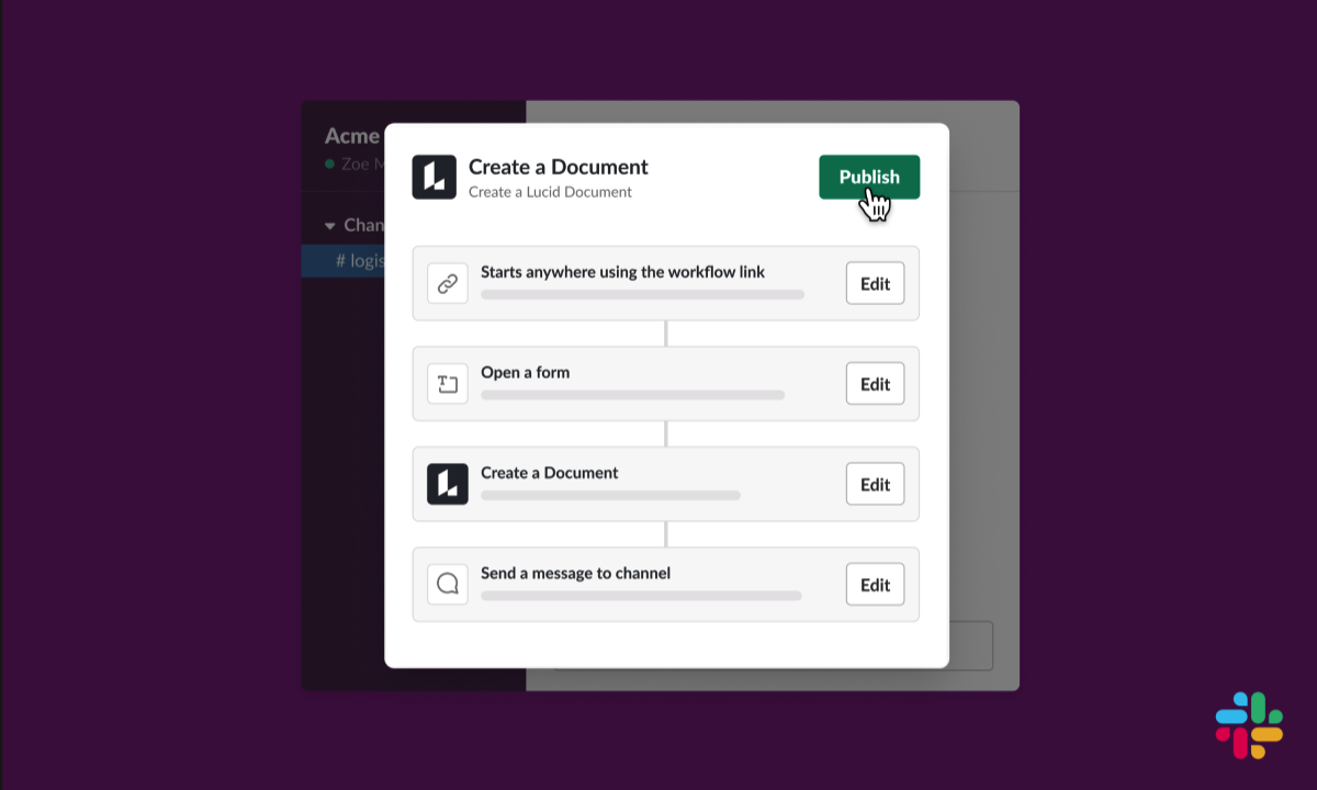 Slack Workflow Steps for Lucid - Lucid integration - Instantly bring Lucid into your no-code workflows in Slack